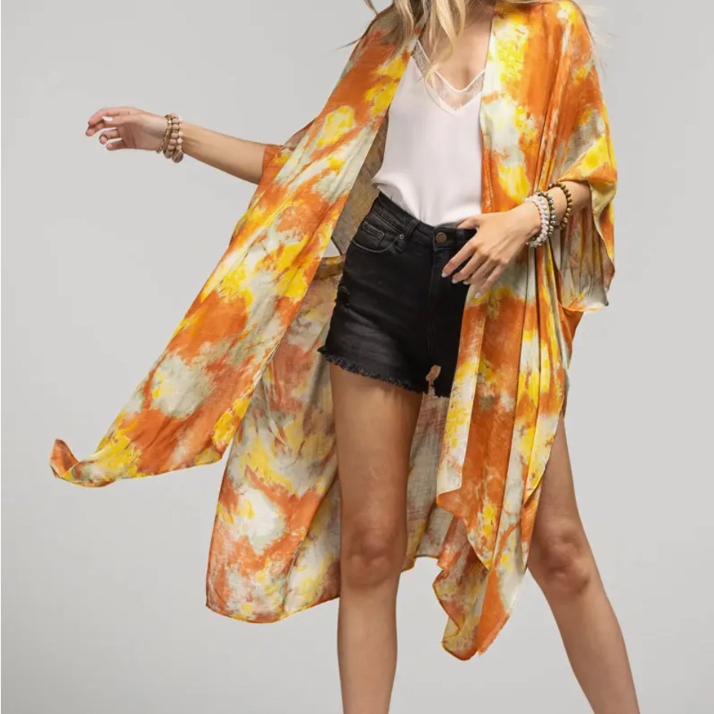1046. Vibrant Sunnyside Tie-Dye Kimono - Picture 3 of 4